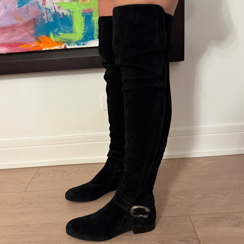 Gucci black suede over-the-knee boots - Picture 3 of 6